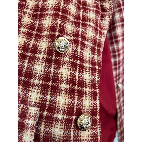 Bloomchic Red and White Gold Breasted Flap Pocket Coat 18/20 - Picture 4 of 5